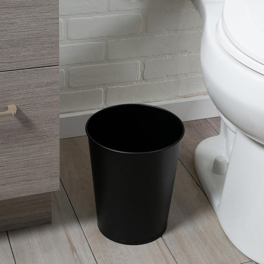 Trash Can, Toilet Brush and Plunger 3 Piece Bathroom Set in Matte Black