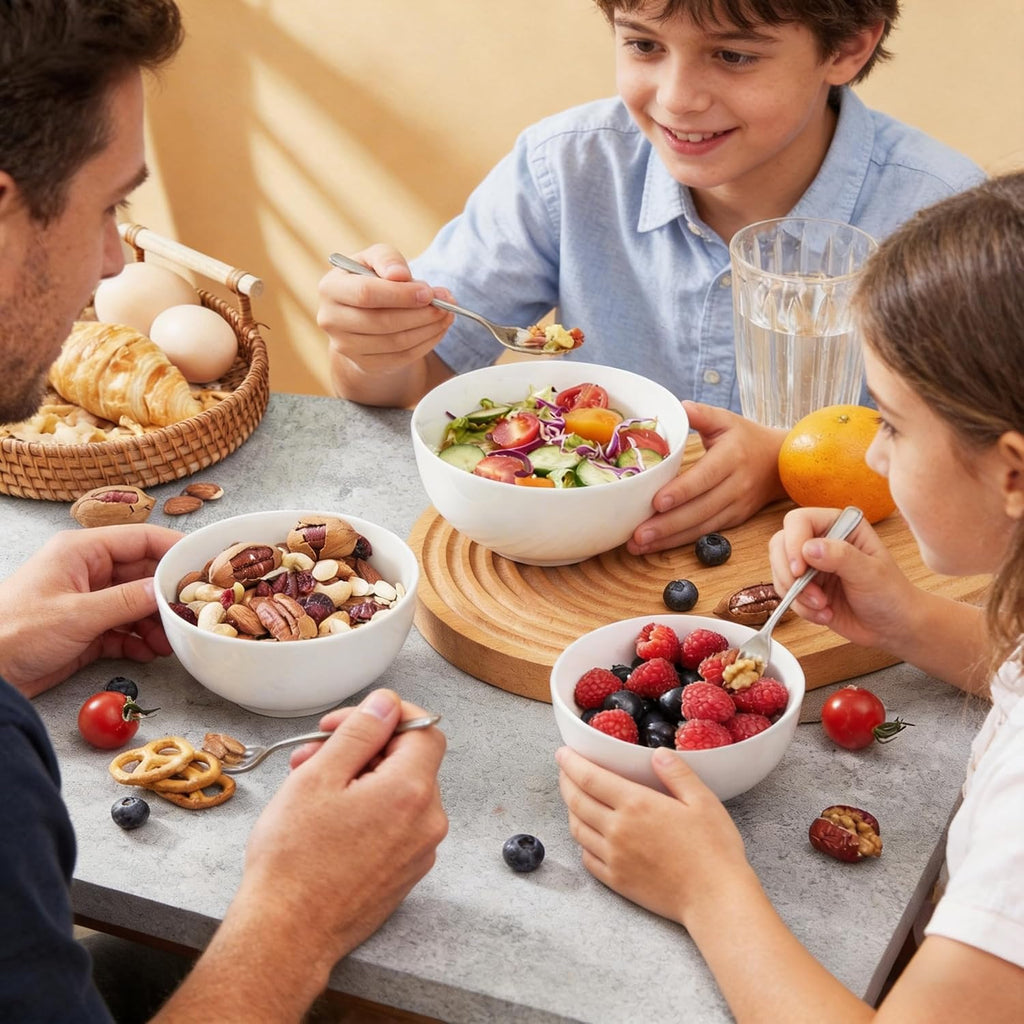 12 OZ White Small Ceramic Bowls, 4.56in Small Cereal Bowls of 12
