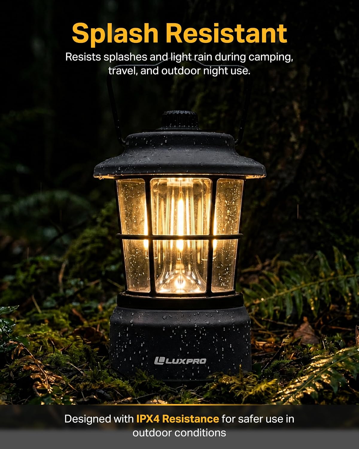 LP1536 Rechargeable Retro Lantern 500 Lumens Dual Power LED Camping Lantern, USB-C, Warm & White Dimmable Light