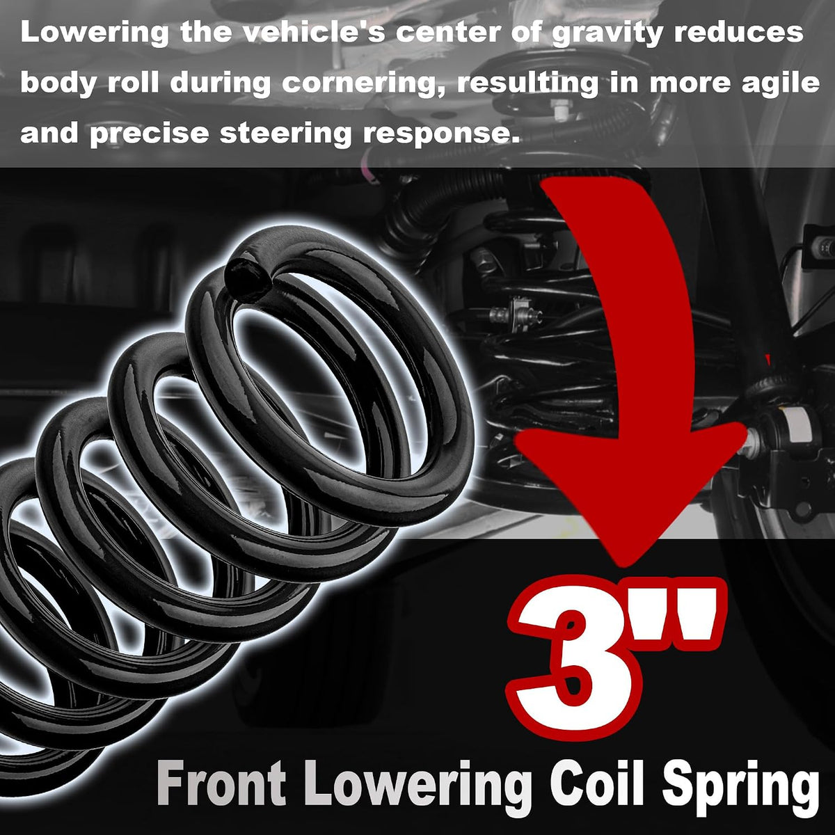 Front Lowering Coil Springs for 1988-1998 Chevy Silverado/GMC Sierra C1500 Drop Kit, Upgrate 3" Lowering Springs Kit 2Pcs