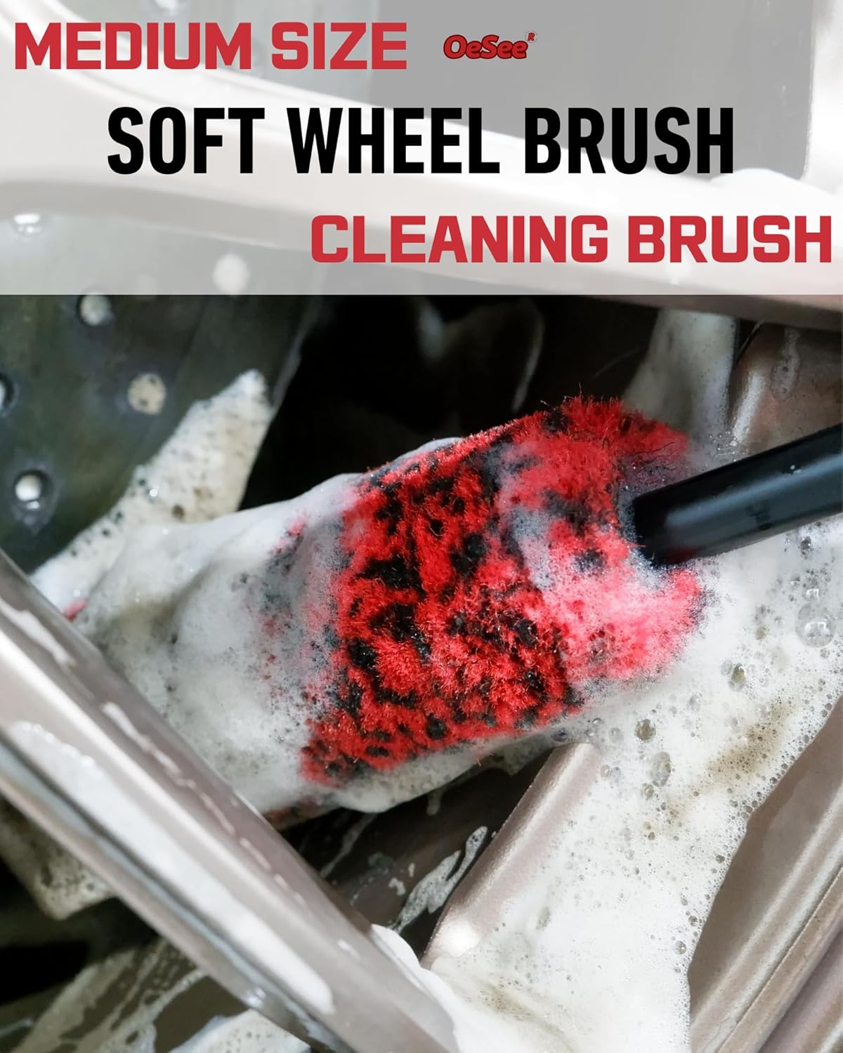 Professional 4 Pack Long Handle Wheel Brush Kit for Cleaning Wheel and Tire- 2X Soft Wheel Cleaning Brush, Detailing