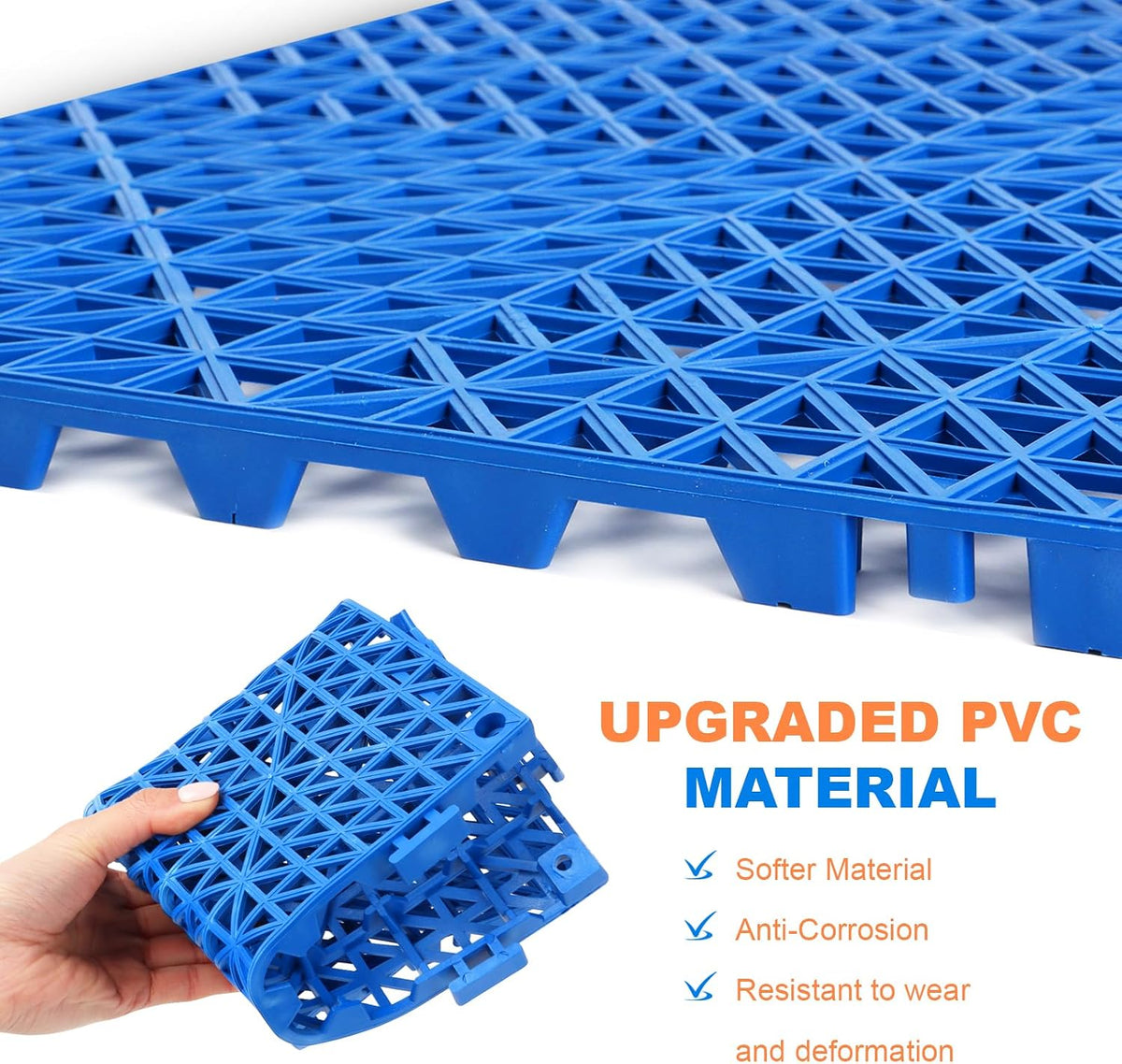 Modular Interlocking Cushion, 12 Pcs 11.6" x 11.6" Non-Slip Splicing Drainage Mats with Drain Holes, Soft PVC Floor