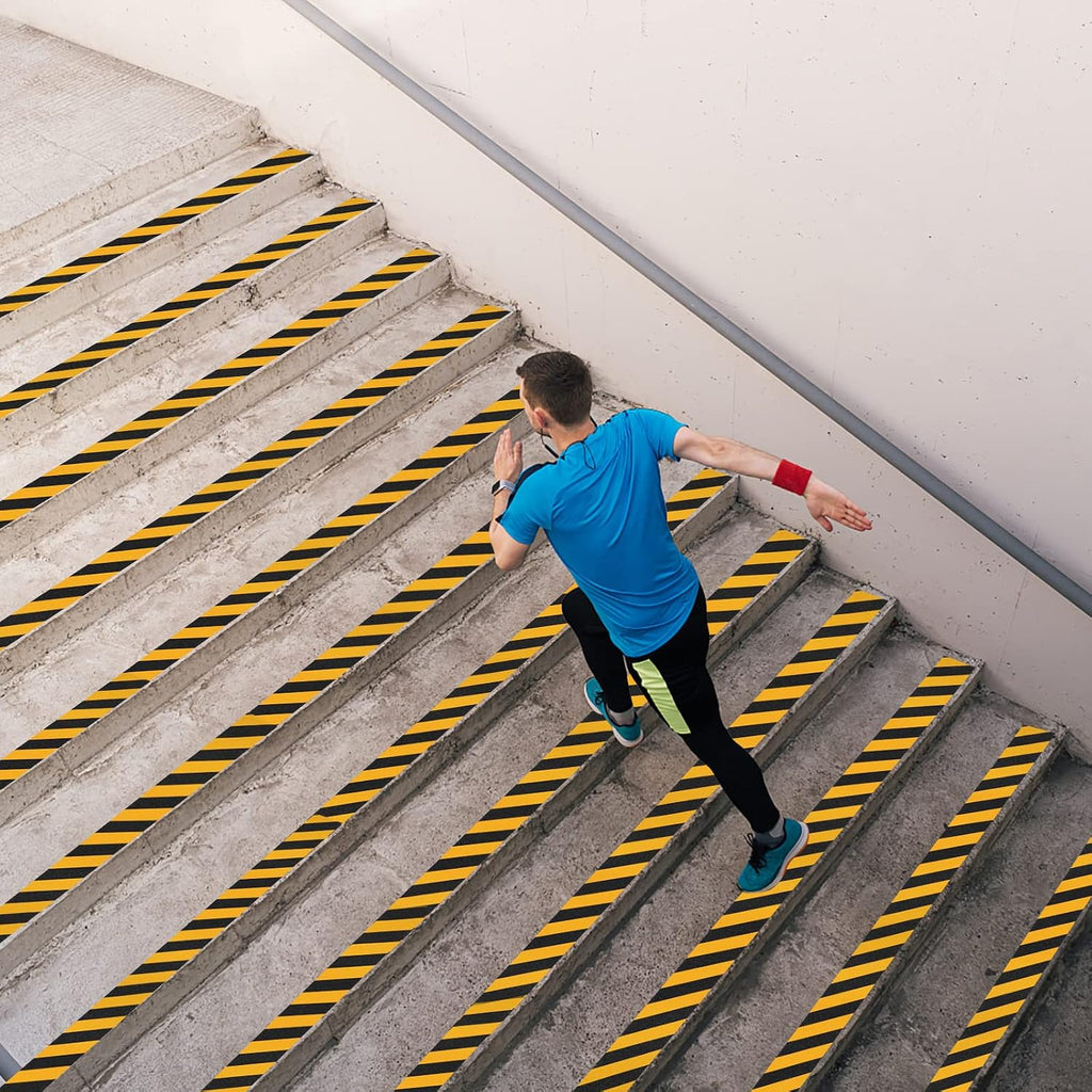 2" x 32" Anti Slip Tape Black Yellow – Non-Slip Traction for Steps, Ladders & Shop Floors, All-Weather Waterproof