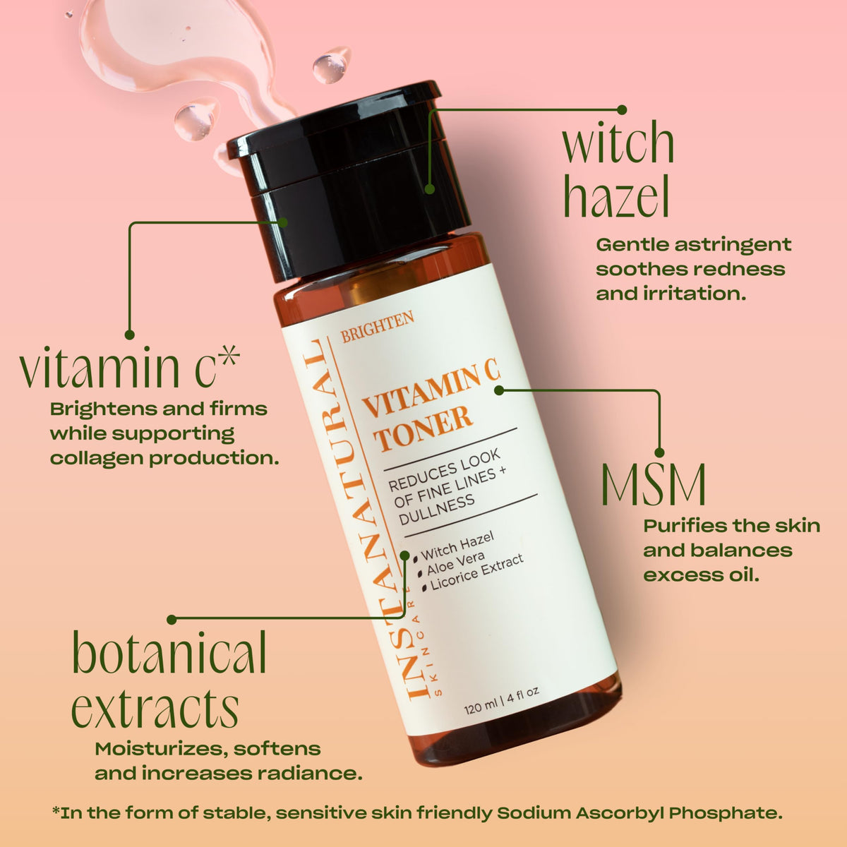Vitamin C Face Toner: Brightens & Balances pH, 4 Fl Oz