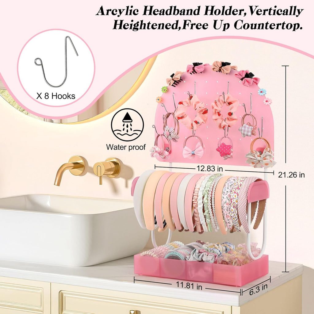 Hair Accessories Organizer,Acrylic Headband Holder Organizer,Versatile Hair Tie Holder for Girls,Baby, Women,Headband