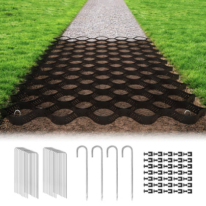 Gravel Grid 3'' Depth with Metal Stakes, 6.6x33 FT Geogrid for Gravel Driveway 2200 lbs per Sq FT Erosion Control