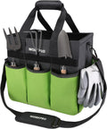 Garden Tool Bag Organizer, Heavy Duty Gardening Tote Bag with 10 Pockets and Long Adjustable Shoulder Strap