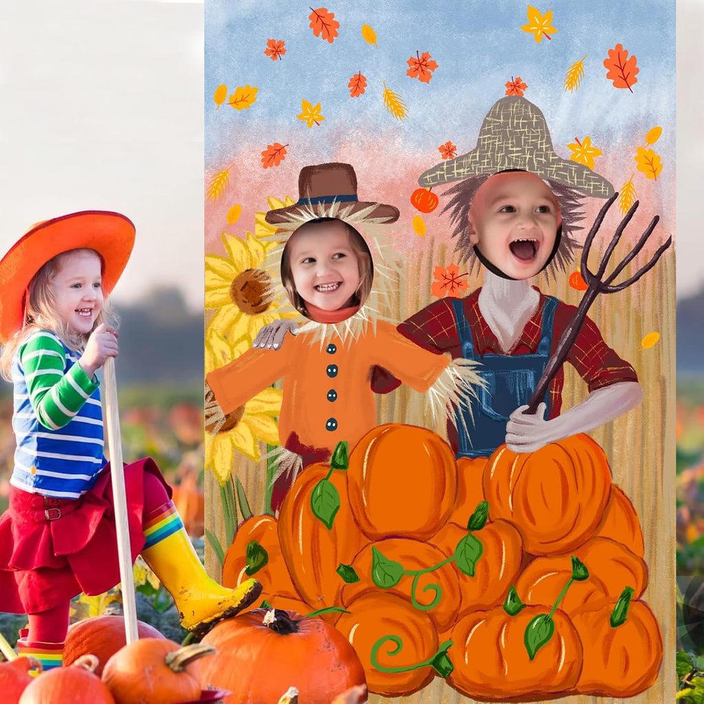 Thanksgiving Photography Backdrop Pumpkin Photo Background Fall Harvest Decor Autumn Events Photo Props Scarecrow