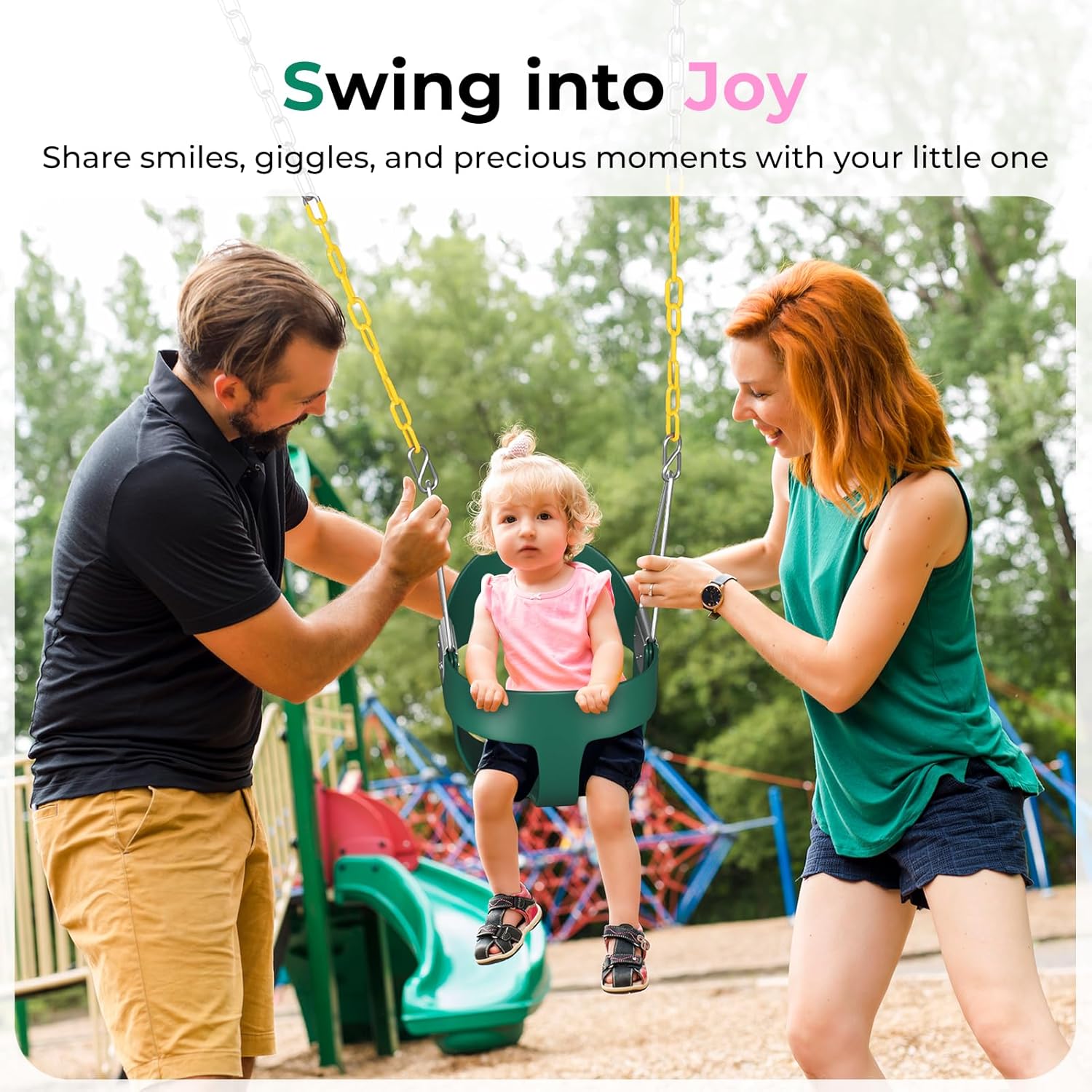 Toddler Swing, Baby Swing Outdoor –High Back Full Bucket Swing Set, 330lb Capacity, Safety Design, Plastic-Coated