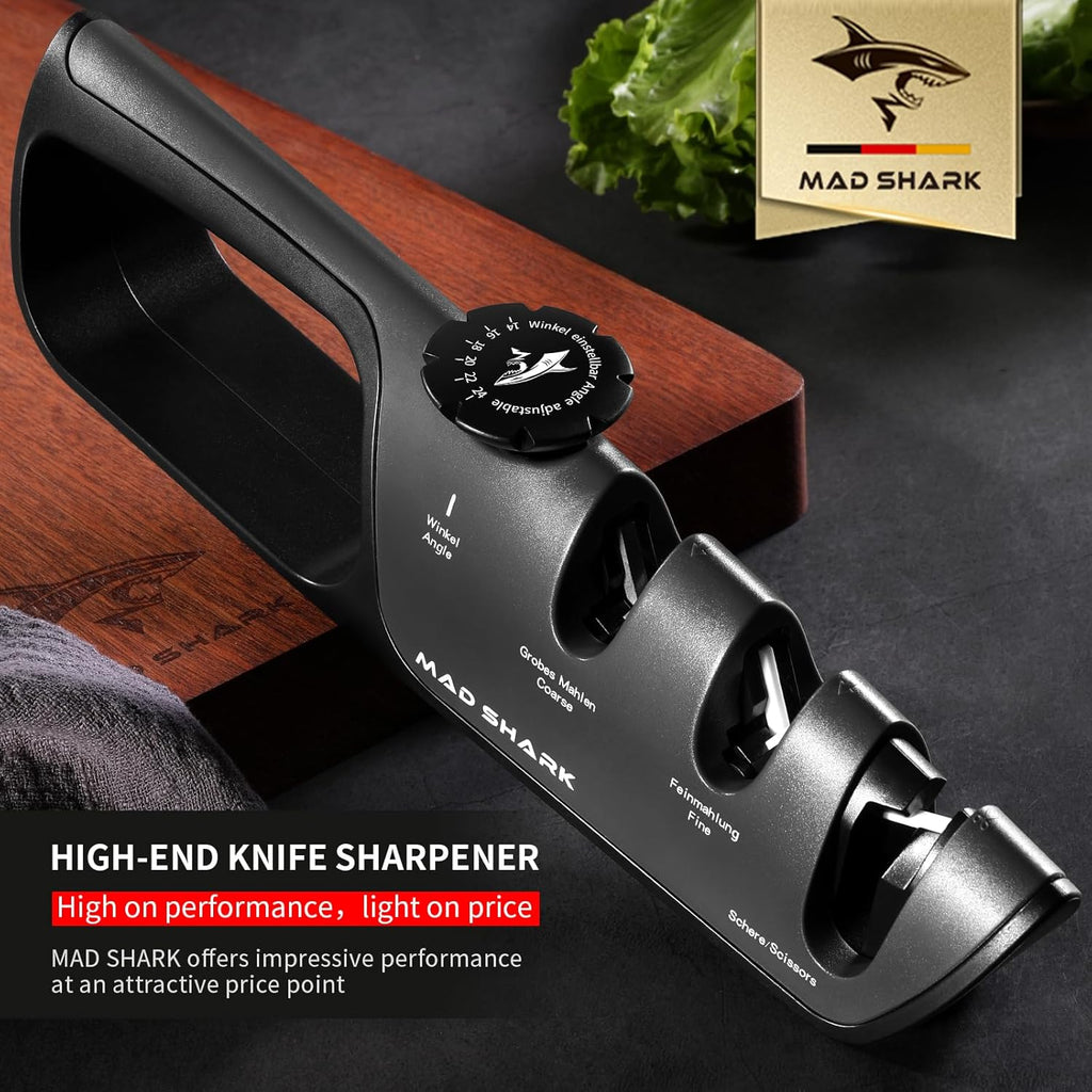 Knife Sharpener, 6 Adjustable Sharpening Angle, Coarse & Fine Knife Sharpener Tool, Handheld Manual Knives Sharpener
