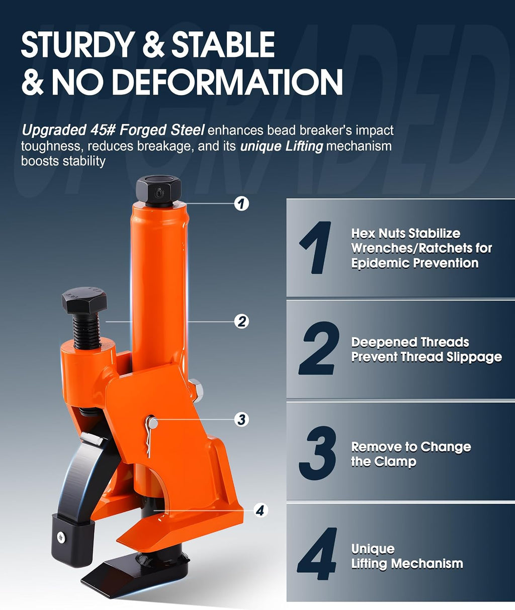 Manual Tire Bead Breaker, 38"-42" Tires Changer Tool with Rubber Pad, Protect Aluminum Alloy Hubs, Easy-Operated Tire