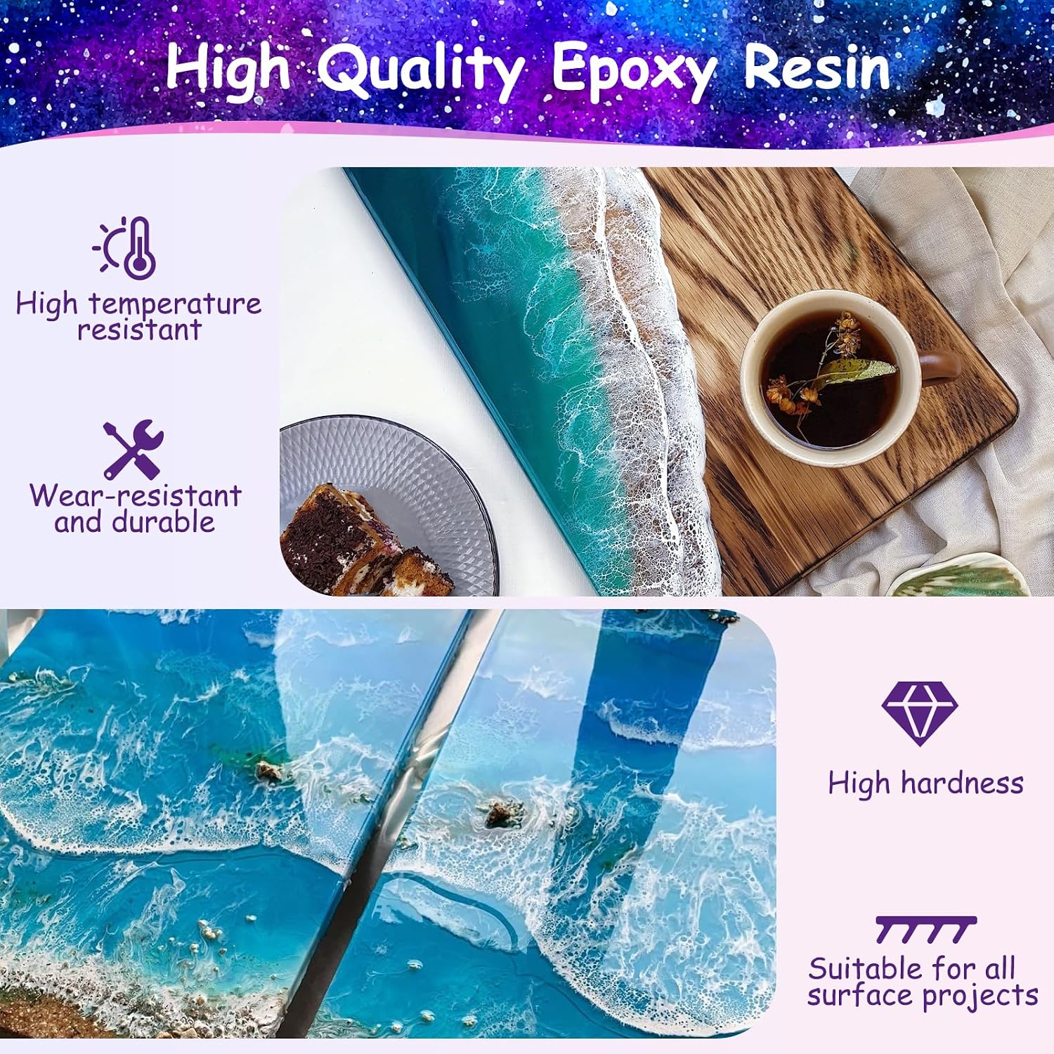 Epoxy Resin 82oz - Clear Epoxy Resin Kit with 15 Pigments and 15 Colors of Mica Powders - No Yellowing No Bubble