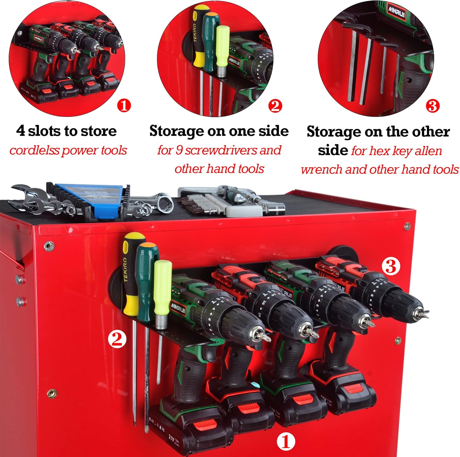 Magnetic Power Tool Organizer, Utility Storage Rack Shelf with Screwdriver Holder,Wall Mount Heavy Duty Cordless