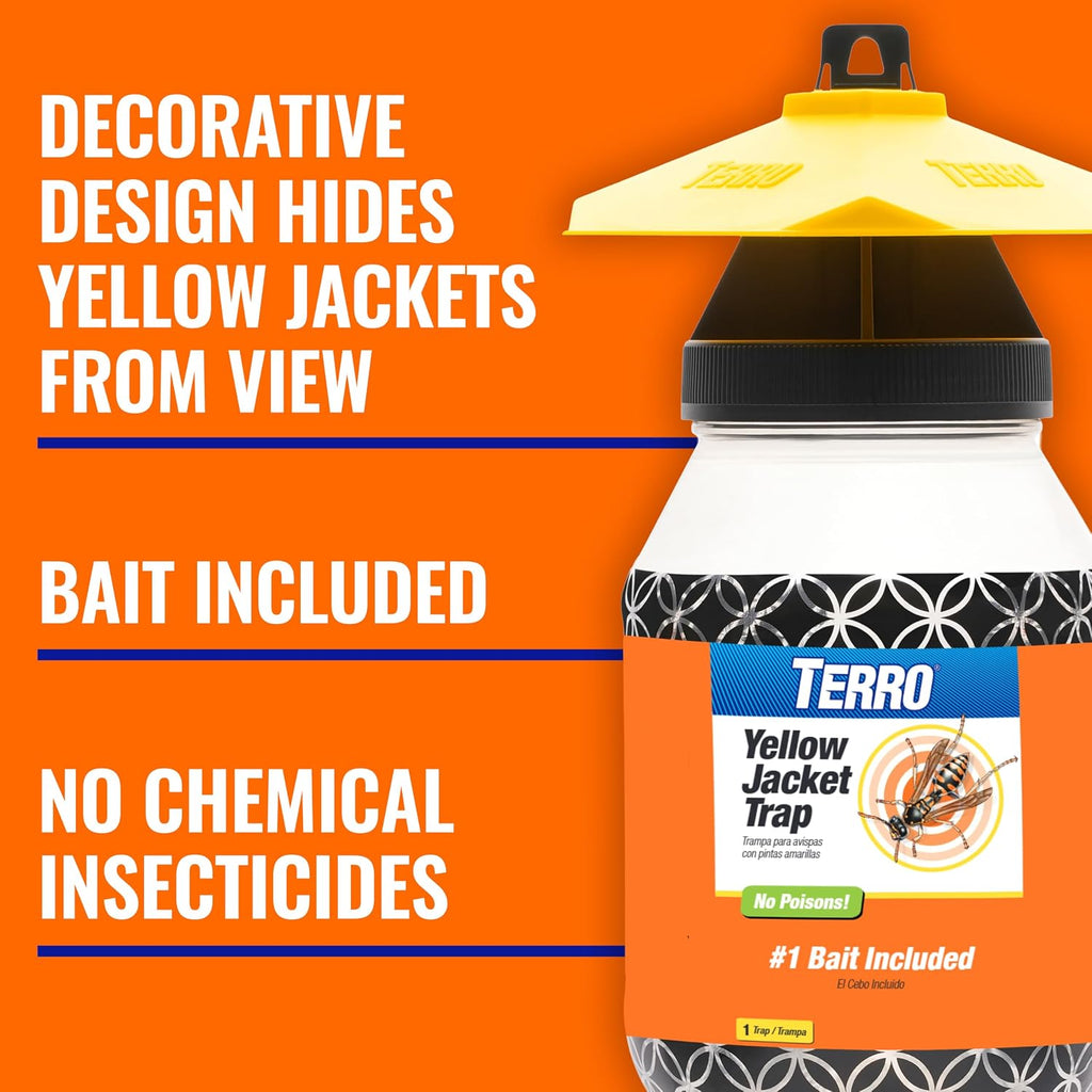 Outdoor Yellow Jacket Trap with Bait - Easy to Use - T362 - No Chemical Insecticides - Effective Yellowjacket Trap