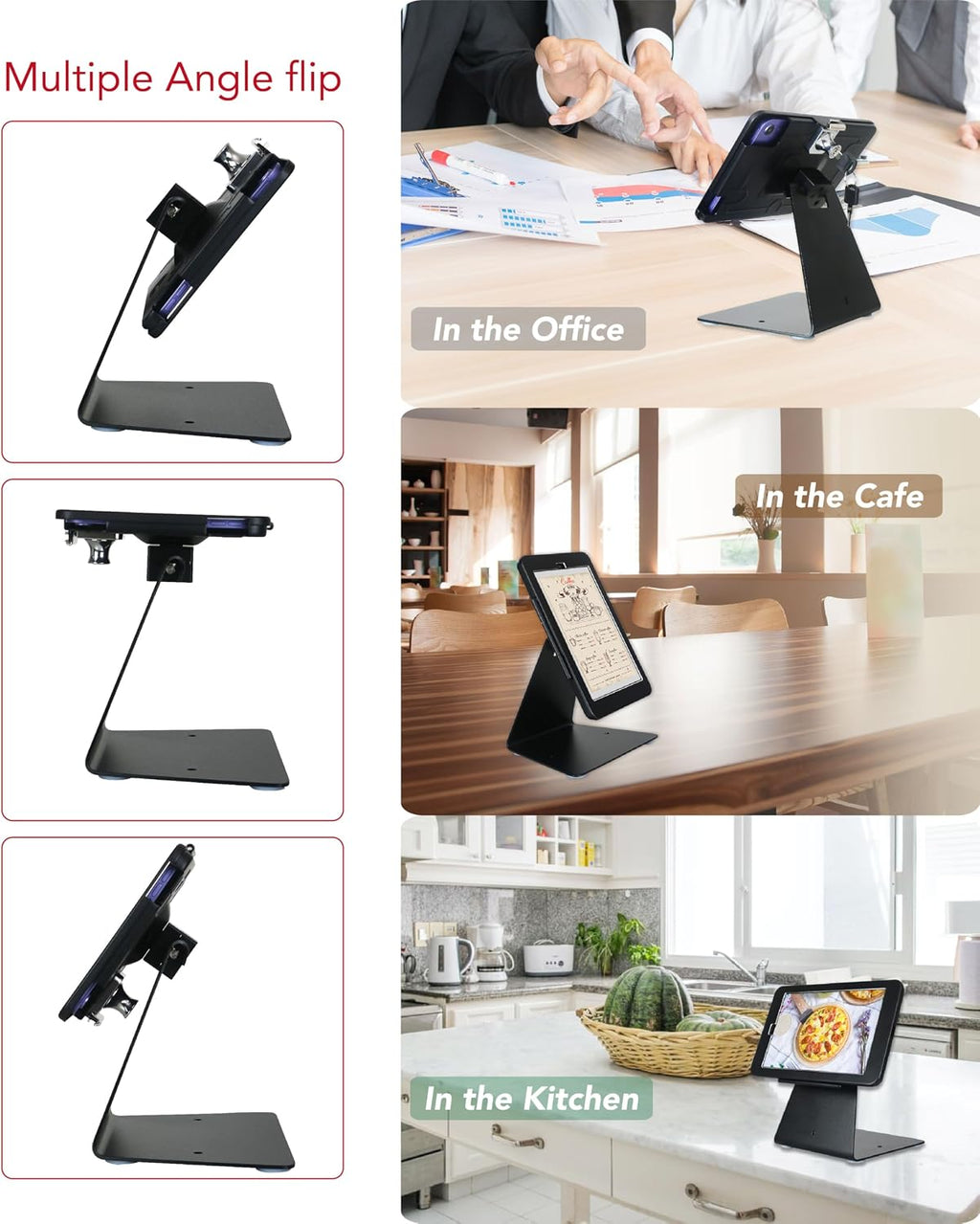 Desktop Anti-Theft Security Kiosk Stand Holder for iPad mini 7 A17 Pro 2024 8.3"/ iPad mini 6 2021 8.3",with Lock &