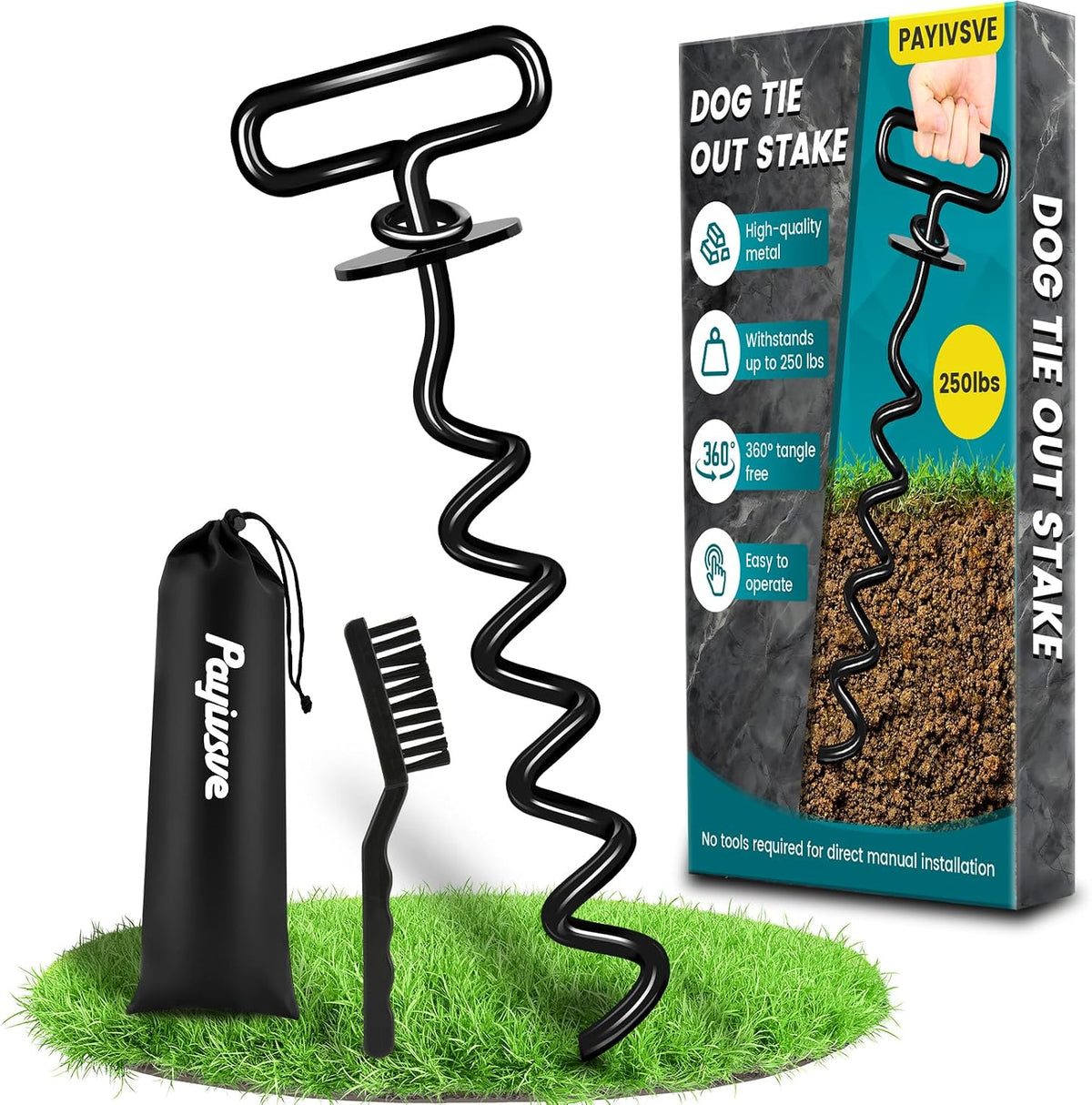 Dog Tie Out Stake, Heavy Duty Dog Stake for Outside