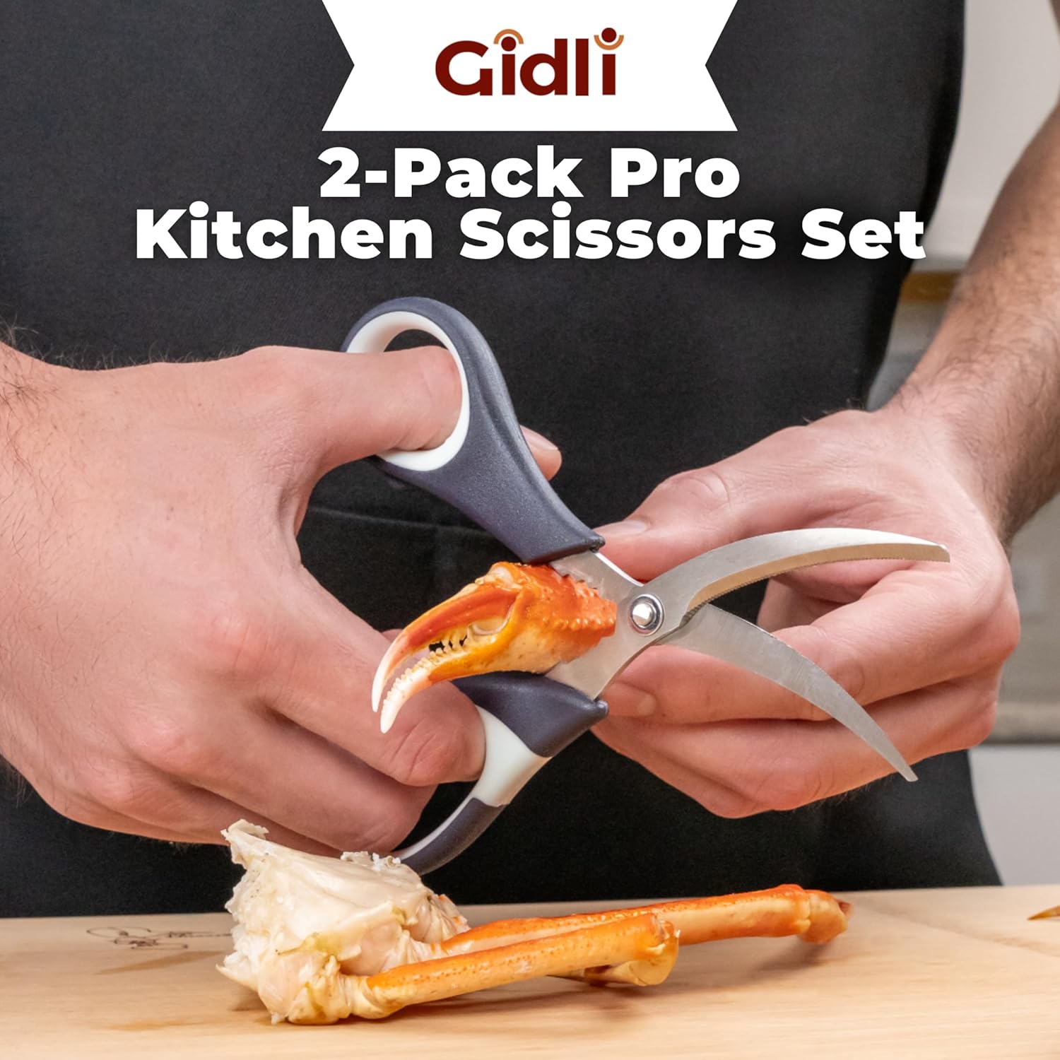 Kitchen Shears by Gidli - Liftime Replacement Warranty* - Includes Seafood Scissors As a Bonus - Heavy Duty Utility