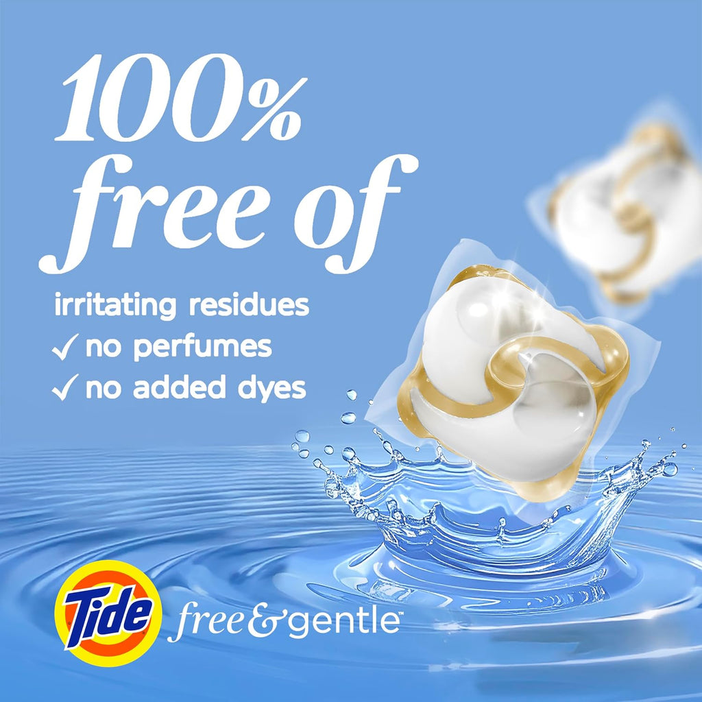 Pods Free and Gentle Laundry Detergent Soap Pacs, Tide Pods Laundry Detergent, 42 Count