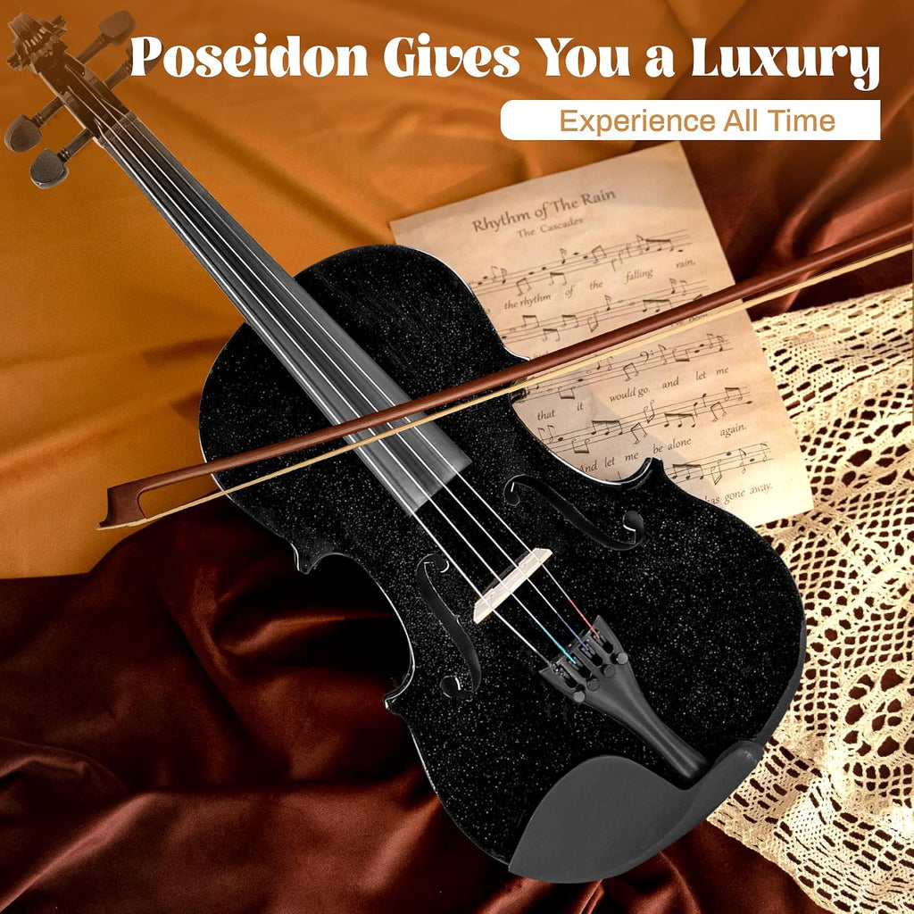 1/4 Violin for Beginner Fiddle Kit, Violin 1/4 Size for Student Stringed Musical Instrument w/Case, Two Strings Set