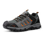 Men's Waterproof Hiking Shoes Leather,Black/Grey/Orange-Pu,10.5