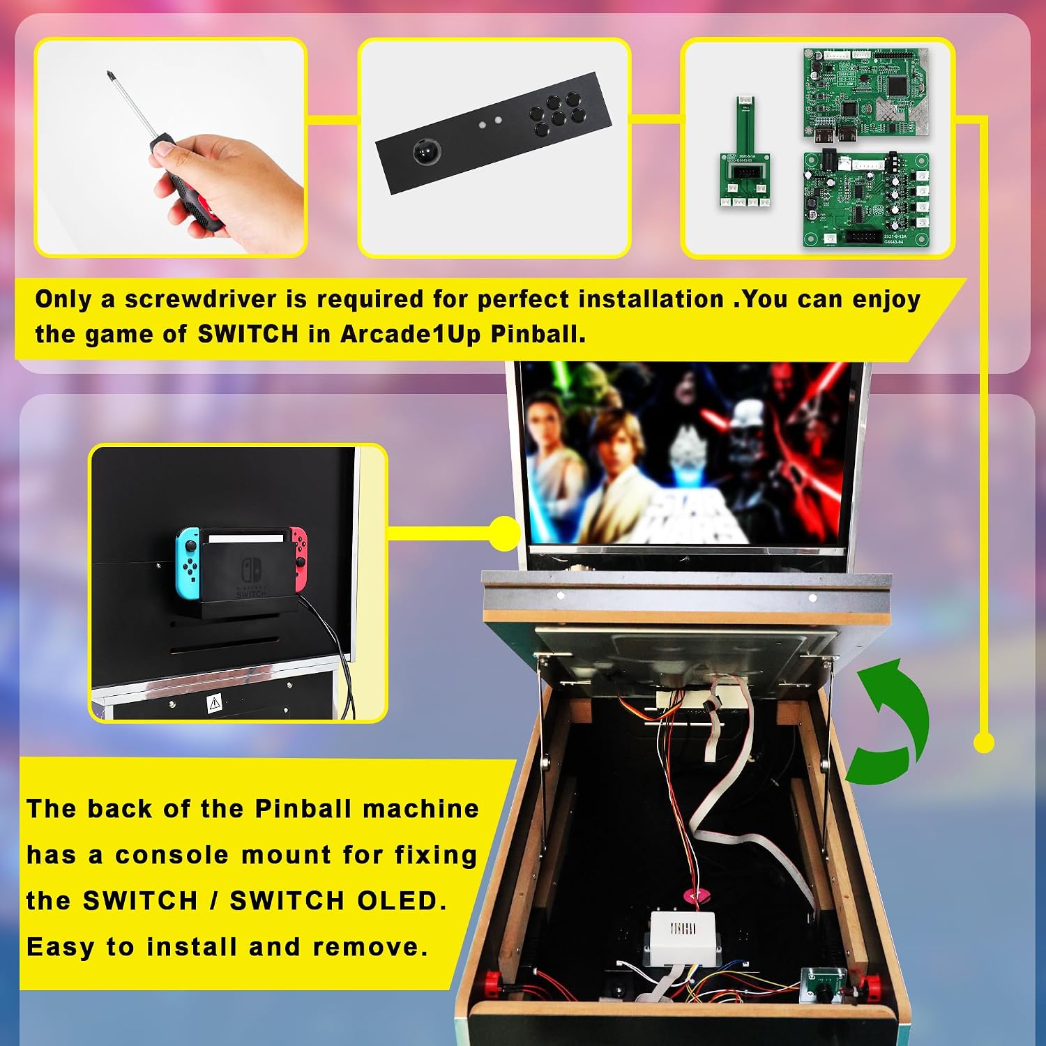 IntecGaming Switch Fighting Stick for Arcade1Up'S Digital Pinball - Expand Your arcade 1up Pinball Games, Play Your
