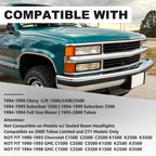 Headlight Assembly Compatible with 1994-1998 OBS Chevy Silverado C/K