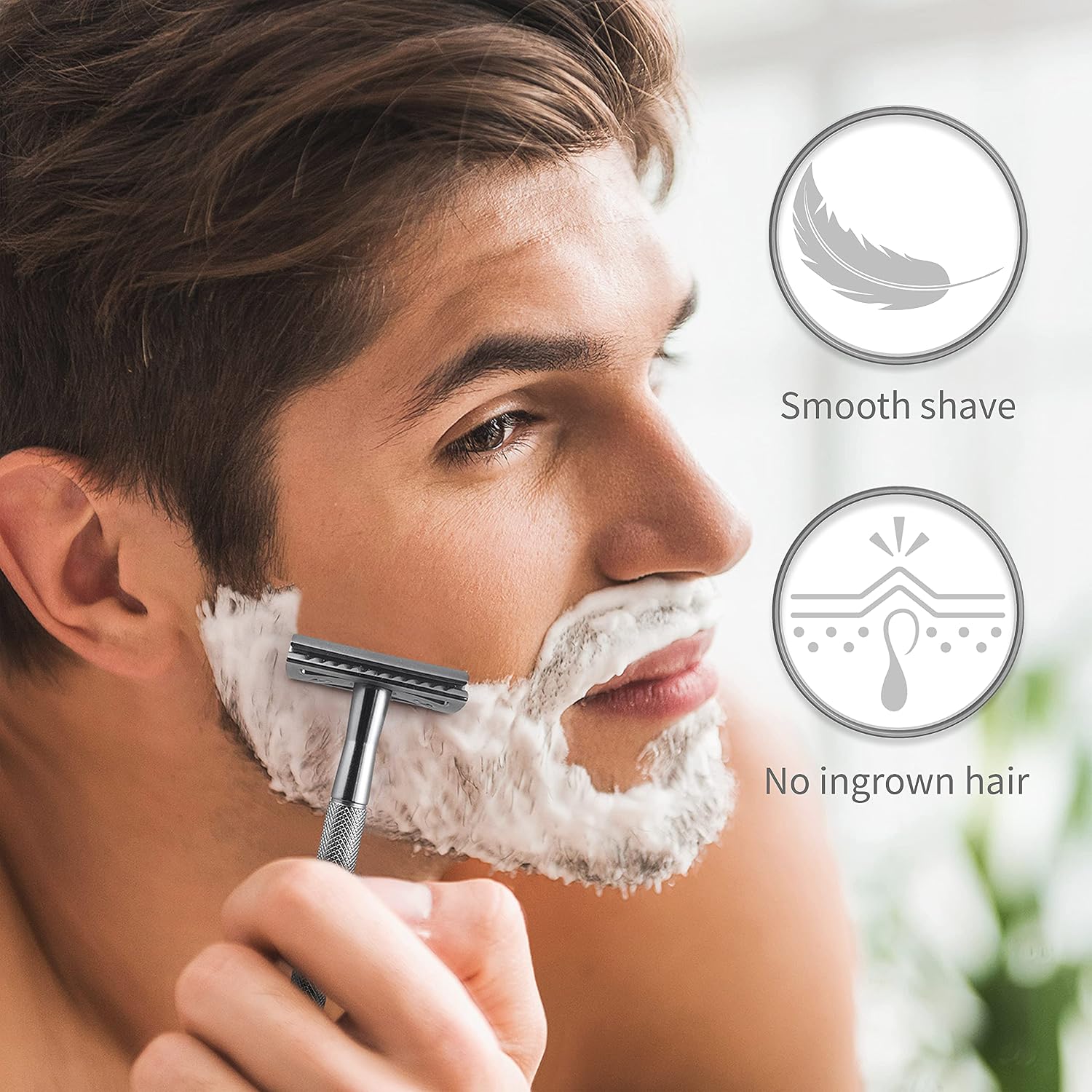 Double Edge Safety Razor for Men & Women, Metal Razor with 5 Double Edge Safety Razor Blades, Eco-Friendly Razor –