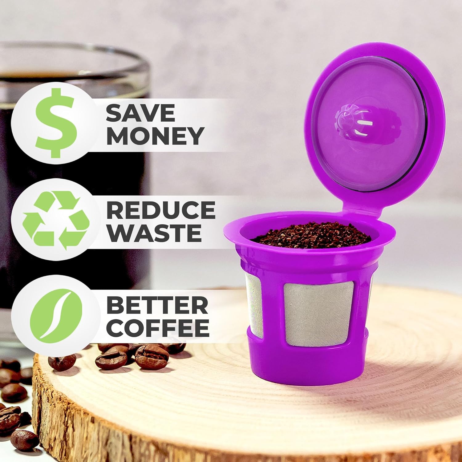 Single Serve Value Pack 1-Stream Reusable Filter Cup/EZ Scoop Perfect Pod Single Serve Pack Reusable Coffee Filter