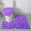 Purple Bathroom Rugs Sets 3Piece Bath Mat Solid Bath Rug Floor Mats Washable Shower Rug with U-Shaped Contour Rug