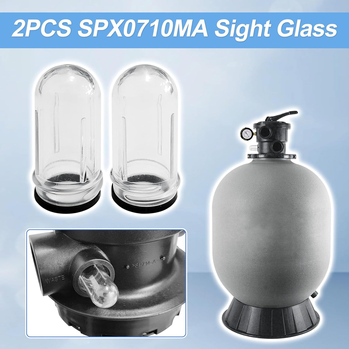 2 Pack SPX0710MA Sight Glass Replacement for Hayward SP0710 Series Valve