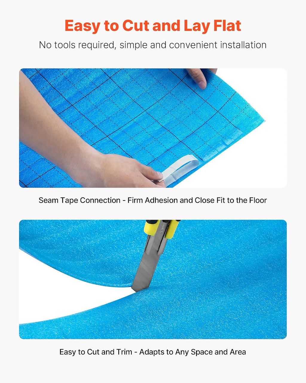 Floor Underlayment 200 sq. ft/Roll, 3-in-1 3 mm Thick Flooring Padding with Tape & Vapor Barrier, Heavy Duty EPE Foam