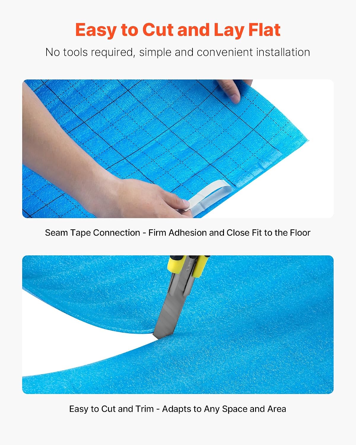 Floor Underlayment 200 sq. ft/Roll, 3-in-1 3 mm Thick Flooring Padding with Tape & Vapor Barrier, Heavy Duty EPE Foam