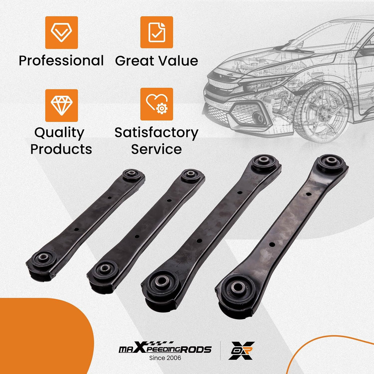 maXpeedingrods 4Pcs Front Control Arms Kit for Dodge Ram 1500 2003-2010 4WD