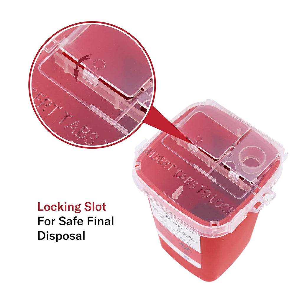 1 Quart Sharps Container (3-Pack) for Needle & Syringe Disposal | Small & Portable, Built-In Needle Removal Port
