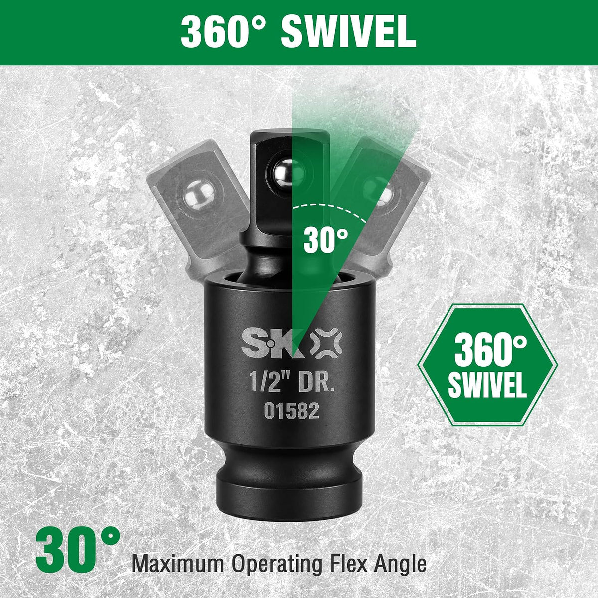 SK Pinless Impact Universal Joint, Swivel Socket Adapter Set 1/4" 3/8" 1/2"