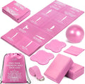 Foldable Yoga Mat and Blocks Set for Women with 2 Pack Yoga Blocks and Strap,Thin Non Slip Pilates Mat with Bag, Home