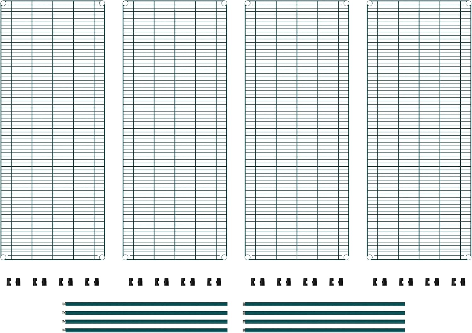 Super Erecta 60" W x 24" D x 74" H Metroseal Green Epoxy Wire Shelving Unit, 4 Tier, 2000 lbs. Capacity, NSF Listed