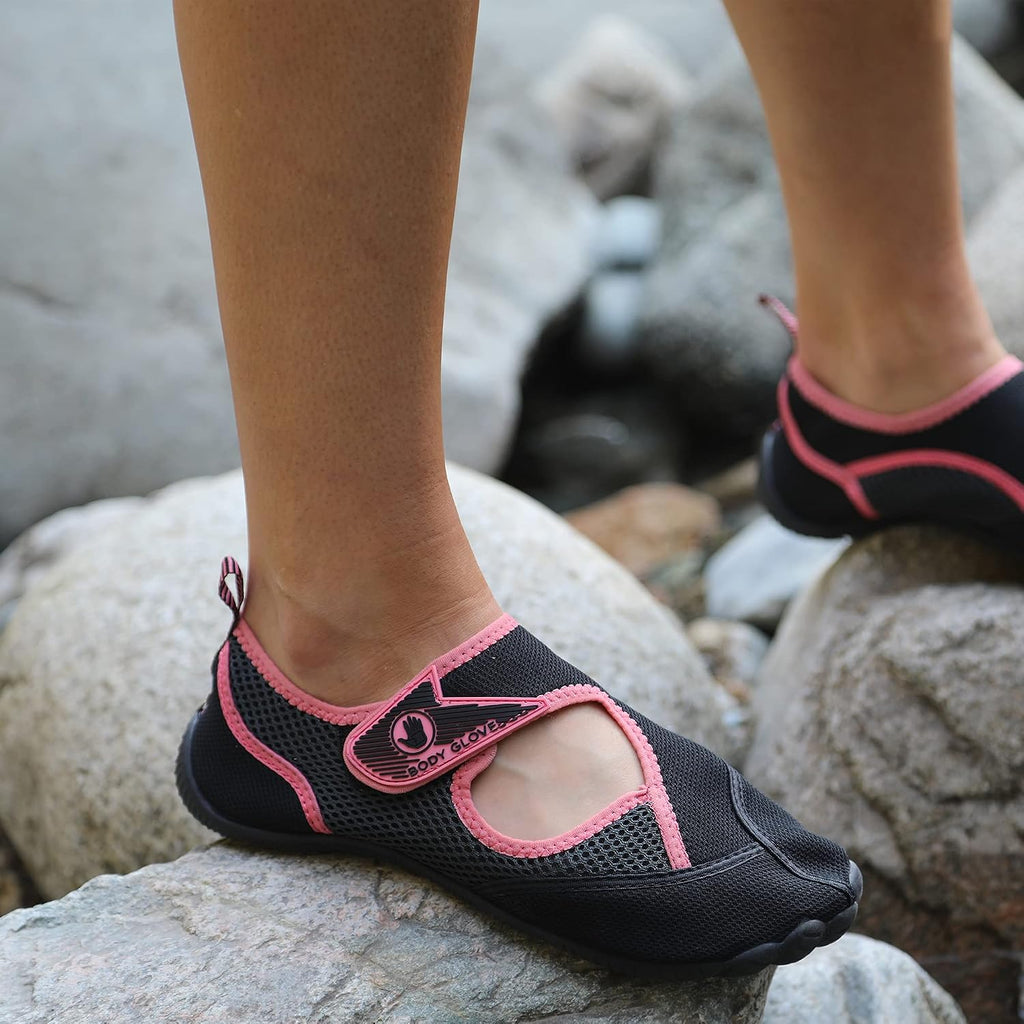 Water Shoes for Women, Lake, Aerobics, Swimming, Aqua Sports, Beach, Womens Water Shoes, Black Slmn Rose Aqua Shoes
