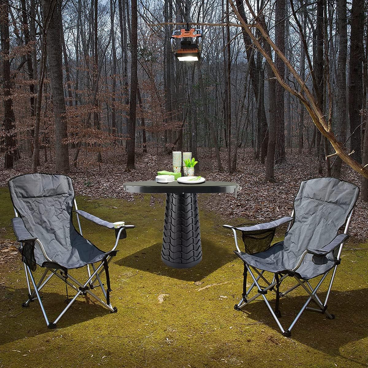 Portable Folding Table and Stool 2 in 1, Lightweight Collapsible Table for Camping Picnic Beach, Small Foldable Table