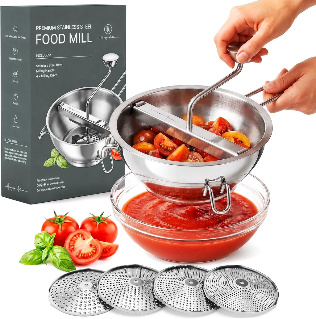 Hungry Artisan 4-Disc Food Mill for Jams, Purees & Silky Sauce