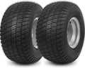 2-Pack 18x9.5-8 Lawn Mower Tire and Wheel Assembly, 4-Ply Tubeless Turf Tires on Silver Rim, 4 Lug 4" Bolt Pattern