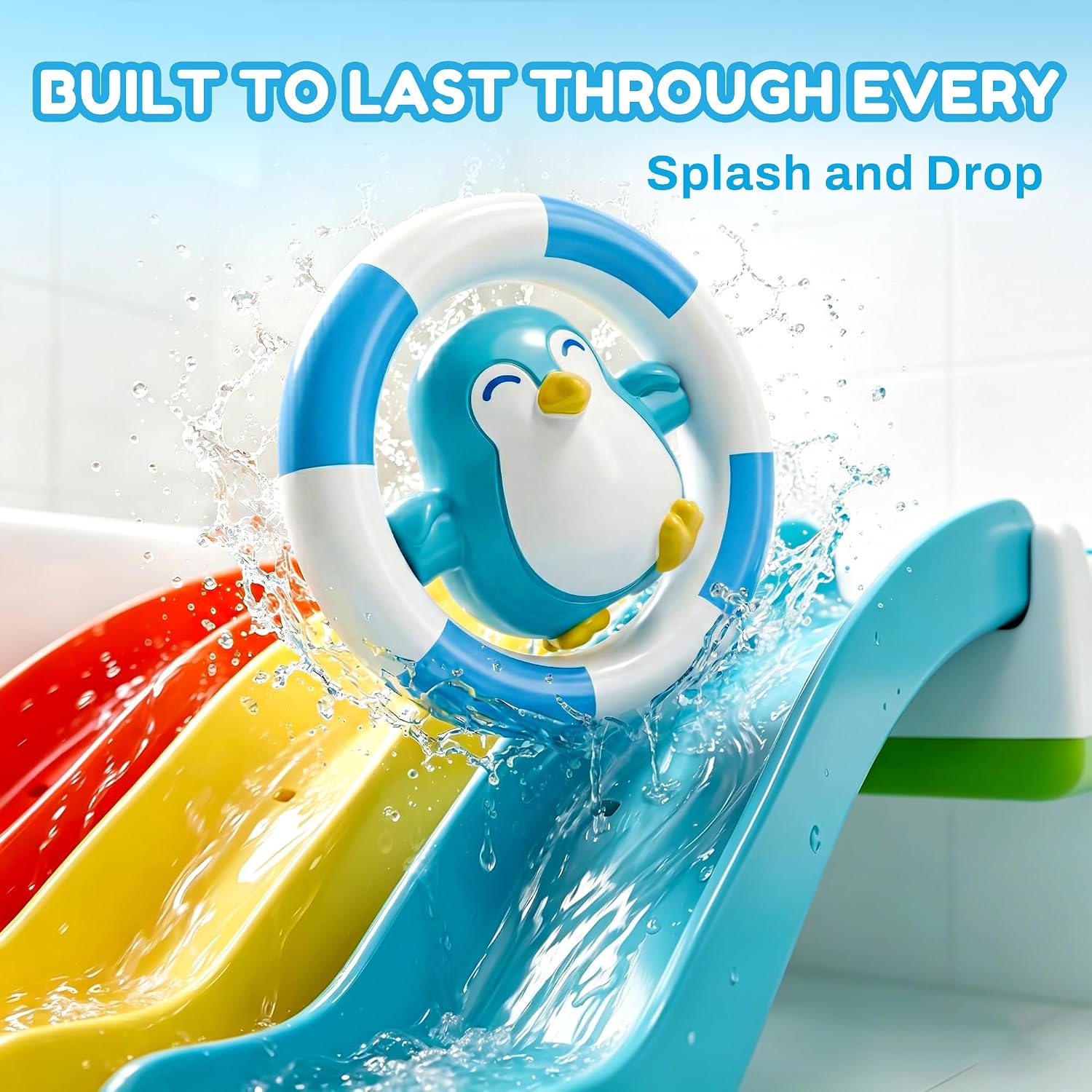 Baby Infant Slide Bath Toys, Bathtub Float Animal Toddler 1-3 | Fun Bathtime Shower Toy, Kid Bathing Tub Pool Water