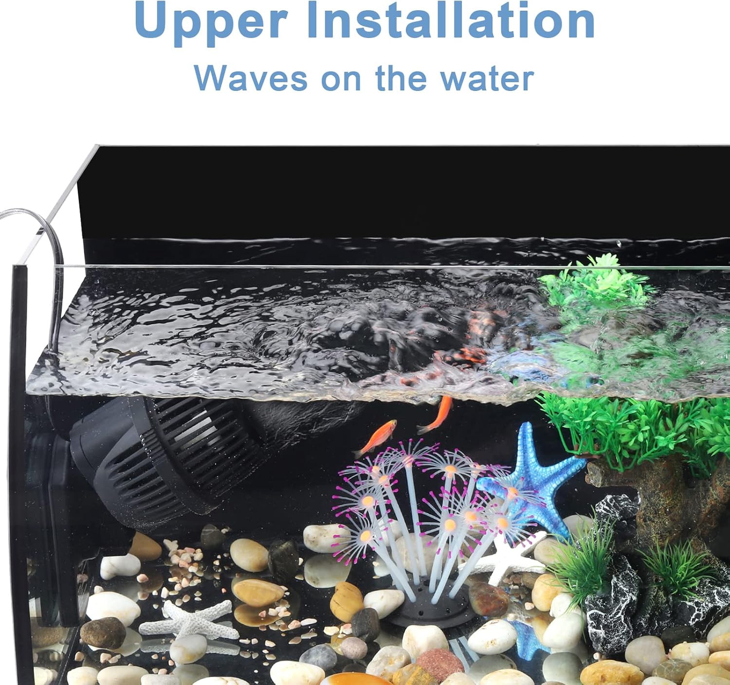 1050 GPH Aquarium Wave Maker Pump with Strong Magnetic Suction Base, Ultra-quiet 360 Degree Rotating Submersible