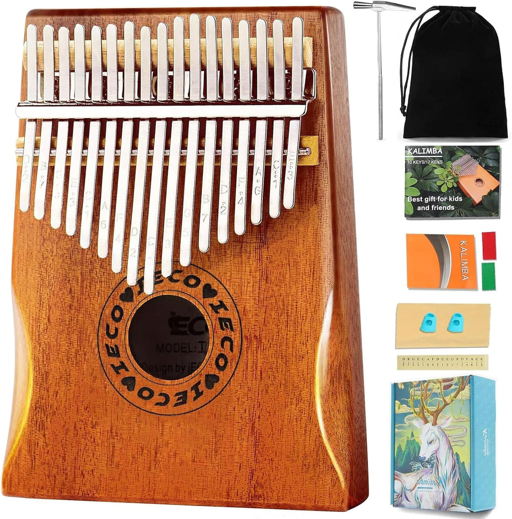 Kalimba Thumb Piano 17 Keys Mbira Finger Piano Marimbas Musical Instruments | for Kids Adults Beginners, w/Tuning