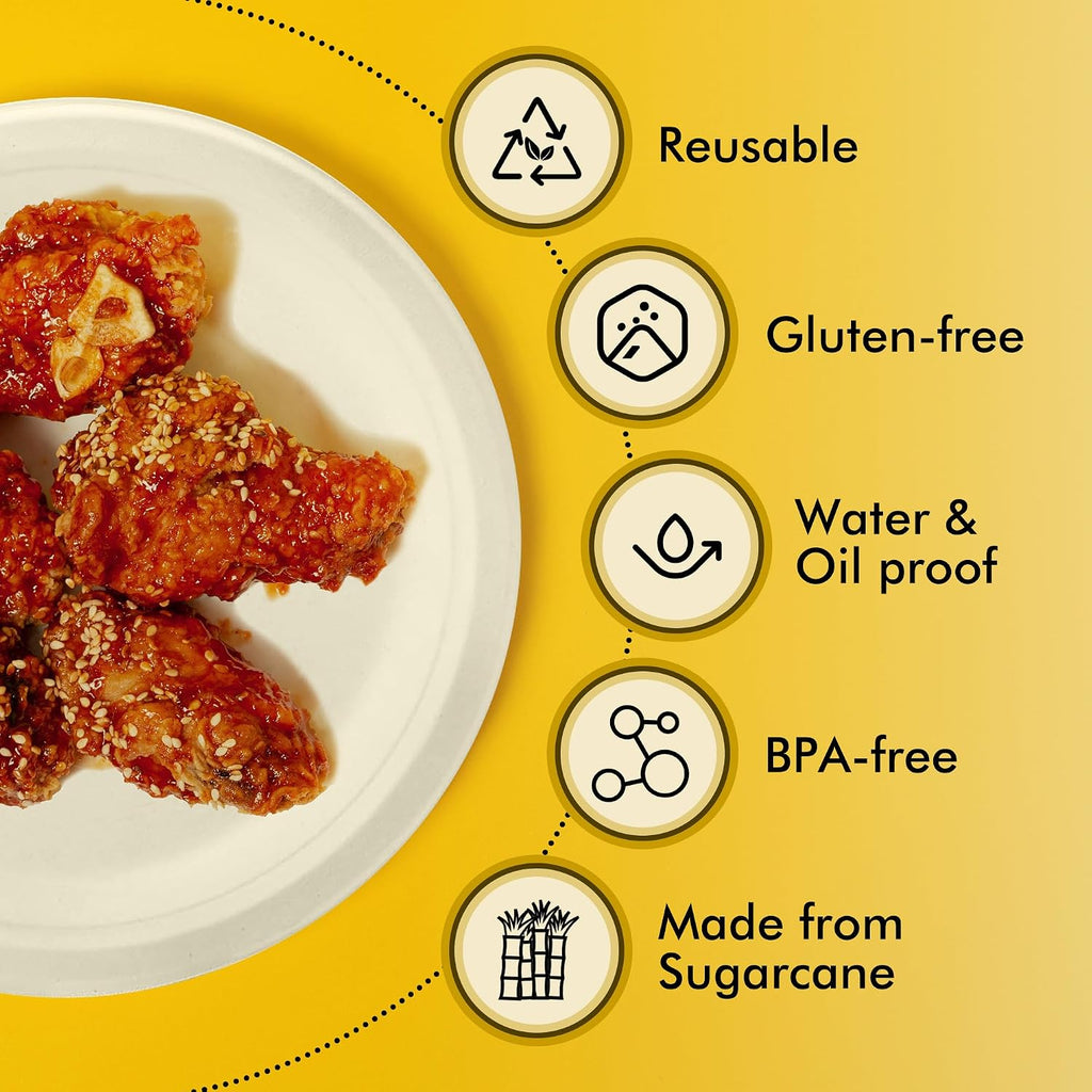 Compostable Paper Plates 9 Inch [125 Pack]