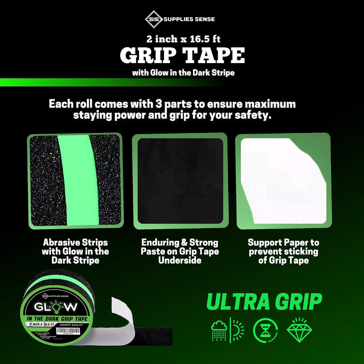 Anti-Slip Grip Tape Strips 2" x16.5ft, Non-Slip Tape