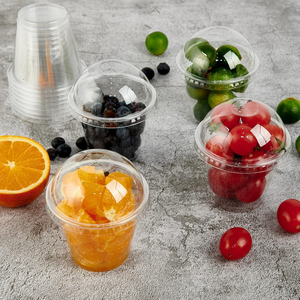 200 PACK 9 oz Clear Plastic Cups With Dome Lids for Dessert