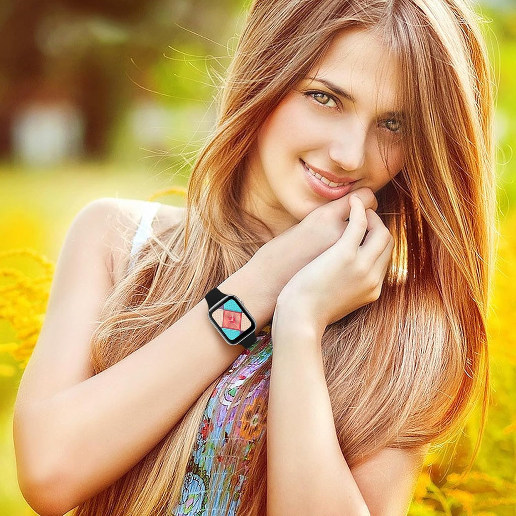 Slim Band Compatible with Apple Watch Bands 38mm 40mm 41mm 42mm 44mm 45mm 46mm 49mm for Women Men,Soft Thin Narrow