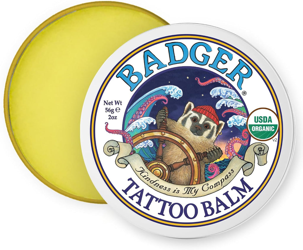 Organic Tattoo Aftercare Balm, Soothing & Moisturizing, 2 oz Tin