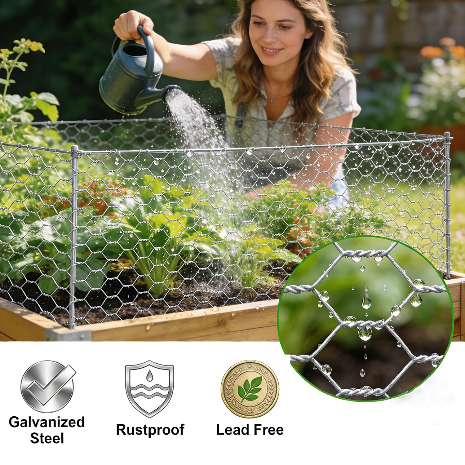 Amagabeli Chicken Wire Fencing 16in x 50ft Garden Netting Poultry Wire Hexagonal Galvanized Mesh Roll Fence Barrier